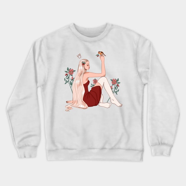 The Girl and the Robin Crewneck Sweatshirt by fiorellaannoni